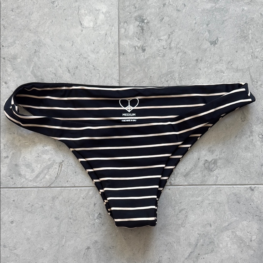 Striped Black and White Bikini Bottom sz M